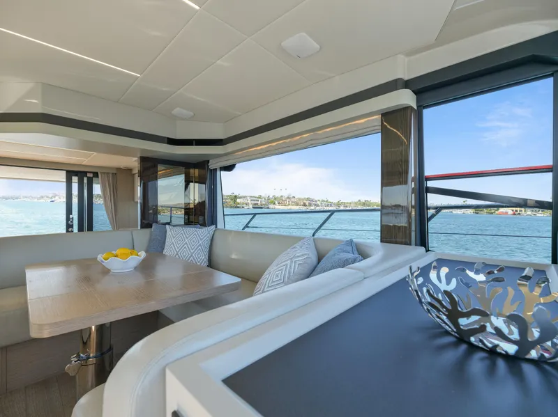 Slide: The Image of Luxurious interior of 2021 Absolute 50 Fly yacht with scenic ocean view. - 32
