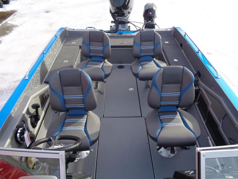 Slide: The Image of 2025 Ranger 621FS Cup Equipped boat interior with five seats and steering wheel. - 13