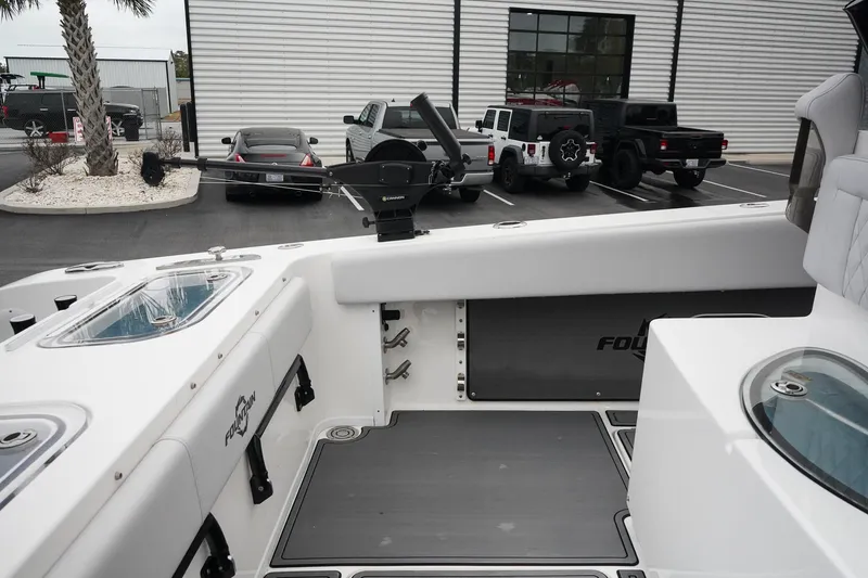 Slide: The Image of 2023 Fountain Bluewater 38 Tournament Edition boat interior with modern design and equipment. - 19