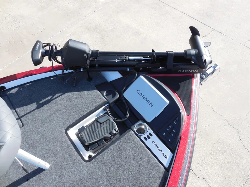 Slide: The Image of 2025 Caymas CX21Pro boat with Garmin navigation system and trolling motor. - 8