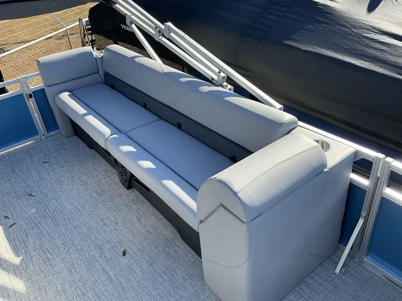 Slide: The Image of 2025 Avalon VLS 23 Quad Lounger with sleek gray seating and modern design. - 9