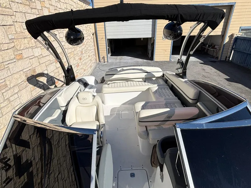 Slide: The Image of 2017 Cobalt R5 boat interior with plush seating and sleek design. - 20