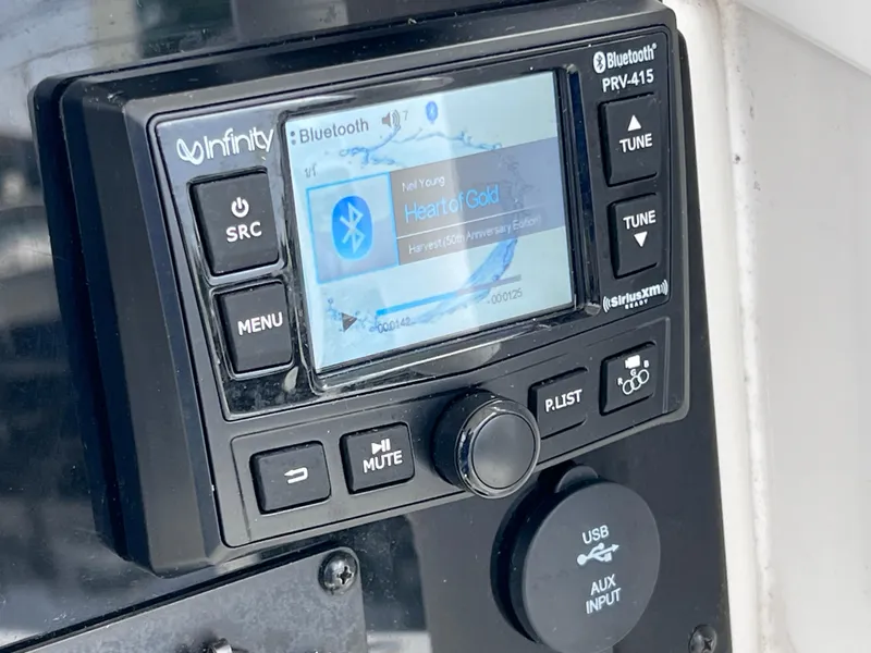 Slide: The Image of Infinity PRV-415 Bluetooth stereo system on 2017 Sea Hunt Gamefish 25 boat. - 33