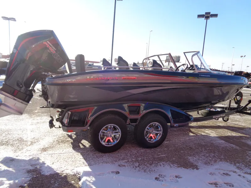 Slide: The Image of 2025 Ranger 1880MS boat on trailer in snowy parking lot. - 5