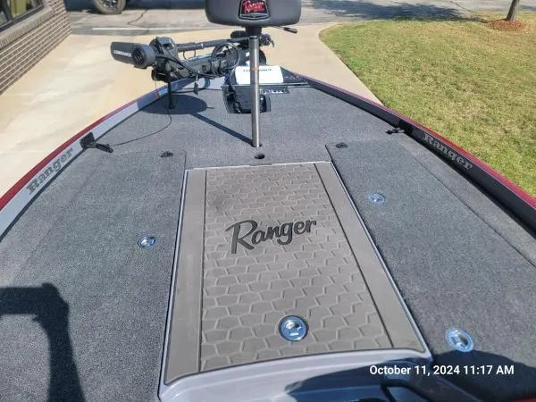 Slide: The Image of 2025 Ranger Z520R Cup-Equipped boat deck with logo, photographed on October 11, 2024. - 11