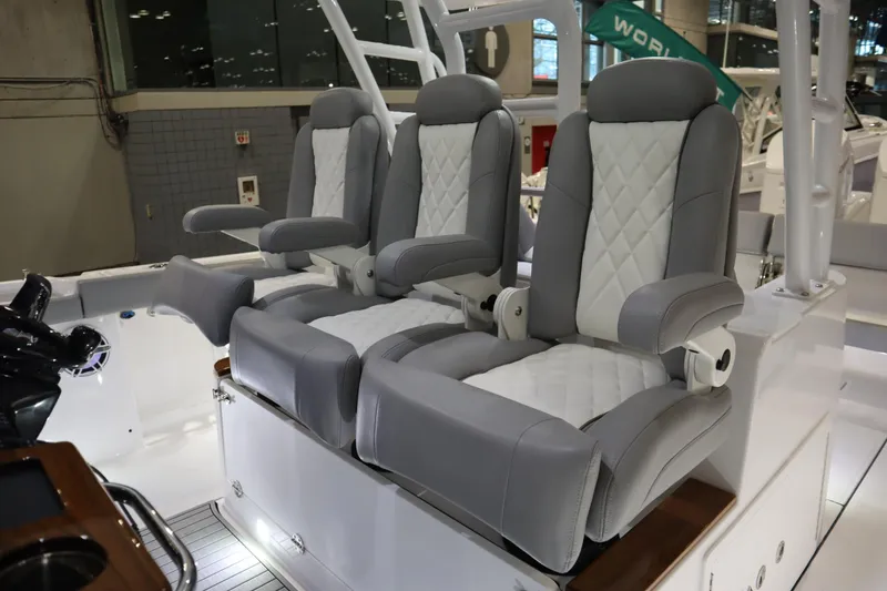 Slide: The Image of Luxury seating on 2025 Everglades 395 Center Console boat. - 11
