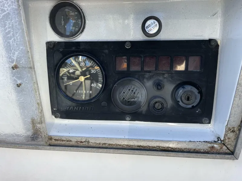 Slide: The Image of 1968 LeComte Northeast 38 control panel with gauges and switches. - 32