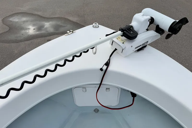 Slide: The Image of 2020 Privateer 1800 Retriever boat with trolling motor on deck. - 12