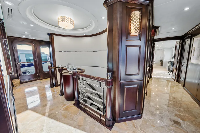 Slide: The Image of Luxurious interior of 2005 Trinity Yachts Tri-Deck with elegant wood finishes and modern design. - 7