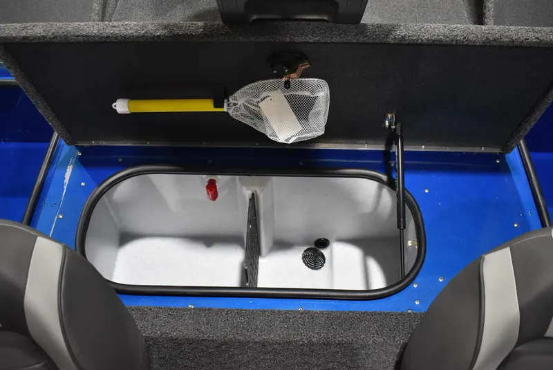 Slide: The Image of 2025 Lund 1775 Renegade SS boat storage compartment with seating and accessories. - 16