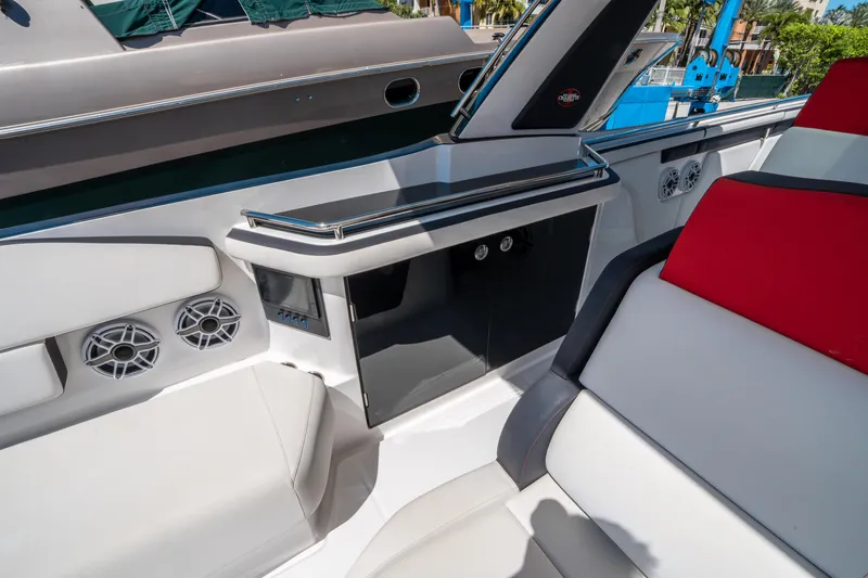 Slide: The Image of 2021 Cigarette 59 Tirranna interior with sleek seating and modern design elements. - 32