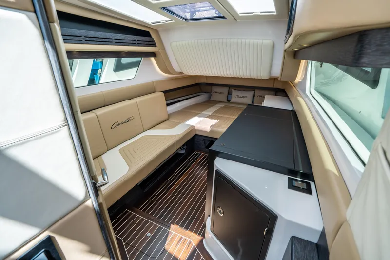 Slide: The Image of Interior of 2021 Cigarette 59 Tirranna boat, featuring luxurious seating and modern design. - 37