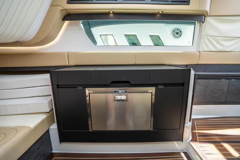 Slide: The Image of Interior of 2021 Cigarette 59 Tirranna yacht featuring a sleek built-in appliance. - 39