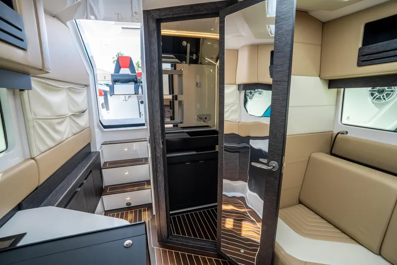 Slide: The Image of Luxurious interior of 2021 Cigarette 59 Tirranna yacht with modern furnishings and sleek design. - 42