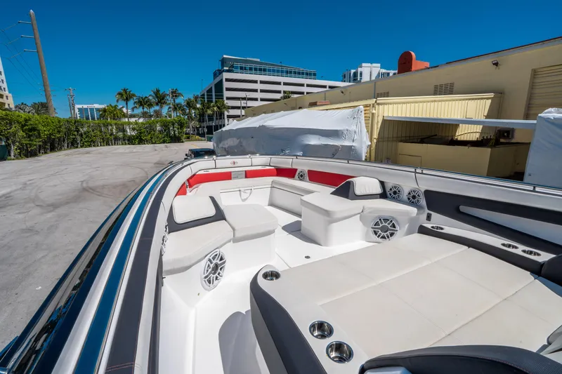 Slide: The Image of 2021 Cigarette 59 Tirranna boat interior with luxurious seating and modern design. - 46