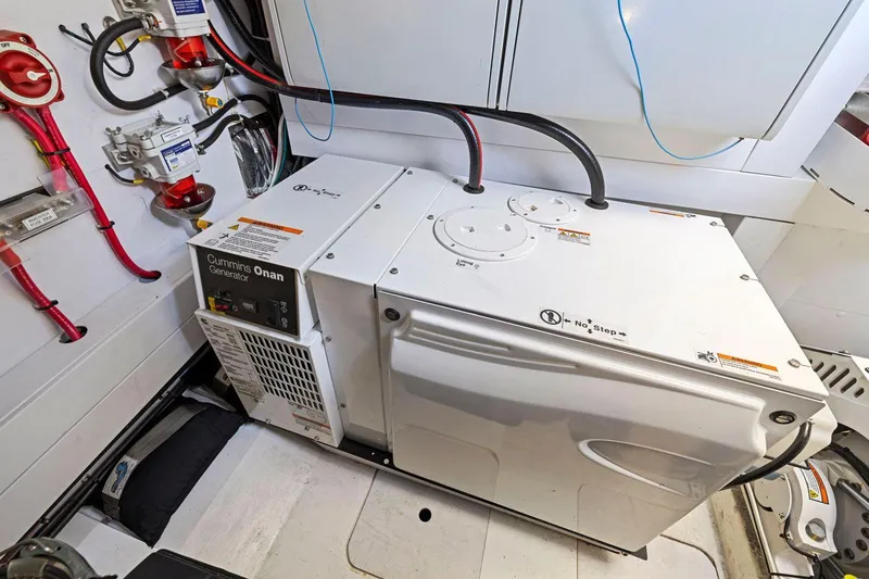 Slide: The Image of Cummins Onan generator in 2019 Princess V50 yacht engine room. - 49