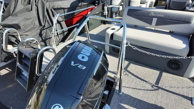 Slide: The Image of 2024 Barletta Cabrio C24UE boat with powerful V8 engine and spacious seating. - 22