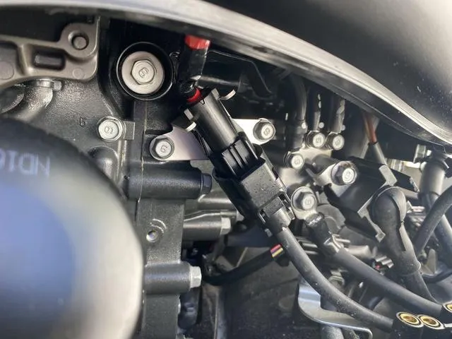 Slide: The Image of Close-up of 2016 Sea Hunt Edge 24 engine components and wiring. - 36