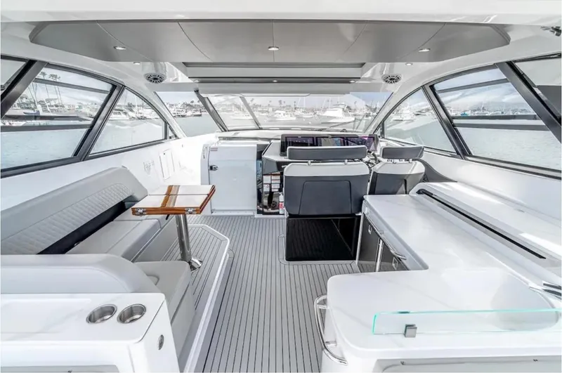 Slide: The Image of Luxurious interior of 2025 Cruisers Yachts 50 GLS, featuring sleek design and modern amenities. - 18