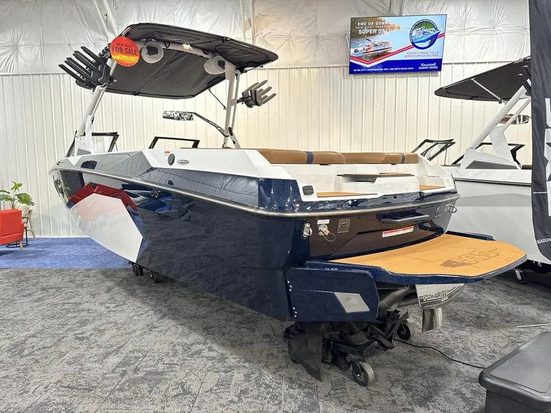 Slide: The Image of 2025 Axis A245 boat for sale in showroom, featuring sleek design and modern amenities. - 3