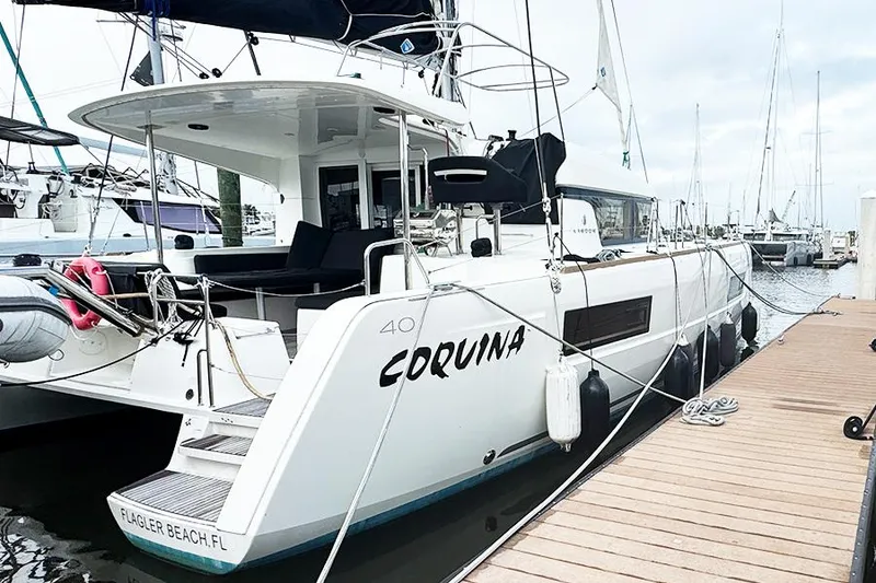 The Image of 2019 Lagoon 40 catamaran docked at marina, Flagler Beach, FL. - 0