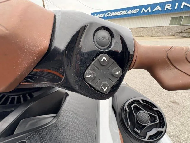 Slide: The Image of Close-up of 2018 Sea-Doo GTX Limited 230 Sound handlebar controls at Lake Cumberland Marina. - 21