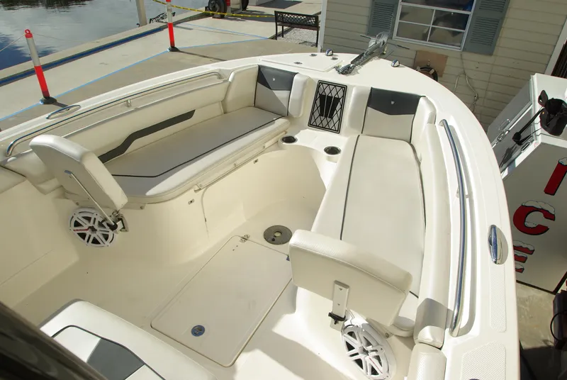 Slide: The Image of 2018 Wellcraft 222 Scarab Offshore boat interior with spacious seating and modern design. - 26