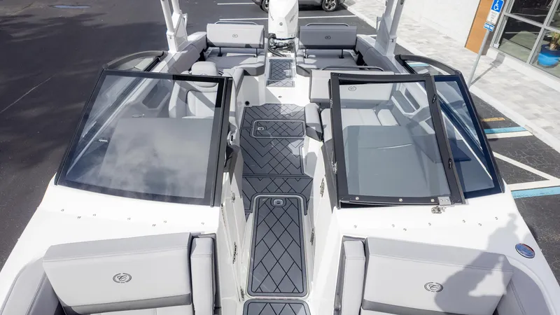 Slide: The Image of 2025 Cobalt R6 Outboard boat interior with sleek seating and modern design. - 12