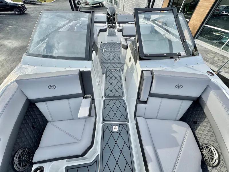 Slide: The Image of 2025 Cobalt R6 Outboard boat interior with sleek seating and modern design. - 22