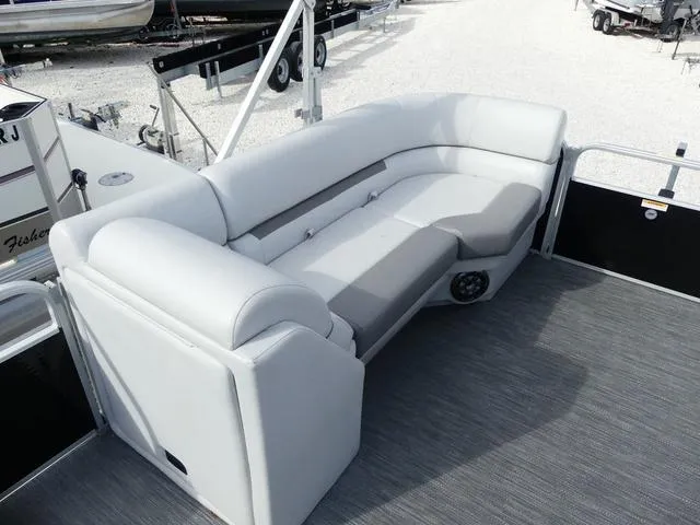 Slide: The Image of 2024 Godfrey Pontoons Sweetwater 2186 C with plush seating on deck. - 10