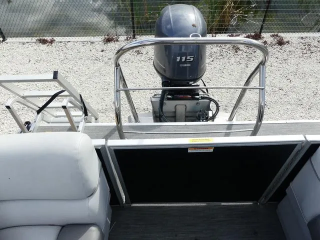 Slide: The Image of 2024 Godfrey Pontoons Sweetwater 2186 C with Yamaha 115 engine, rear view. - 15
