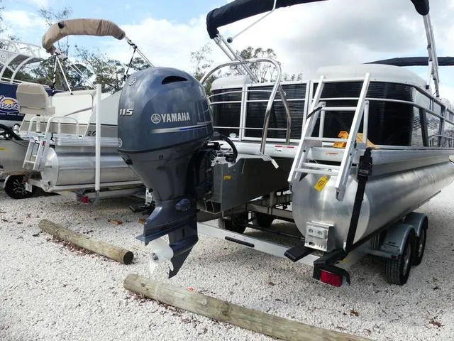 Slide: The Image of 2024 Godfrey Pontoons Sweetwater 2186 C with Yamaha 115 engine on trailer. - 4