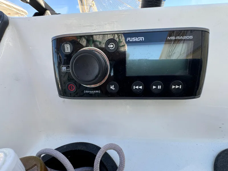 Slide: The Image of Fusion MS-RA205 stereo system on 2016 Boston Whaler 170 MONTUCK boat dashboard. - 32