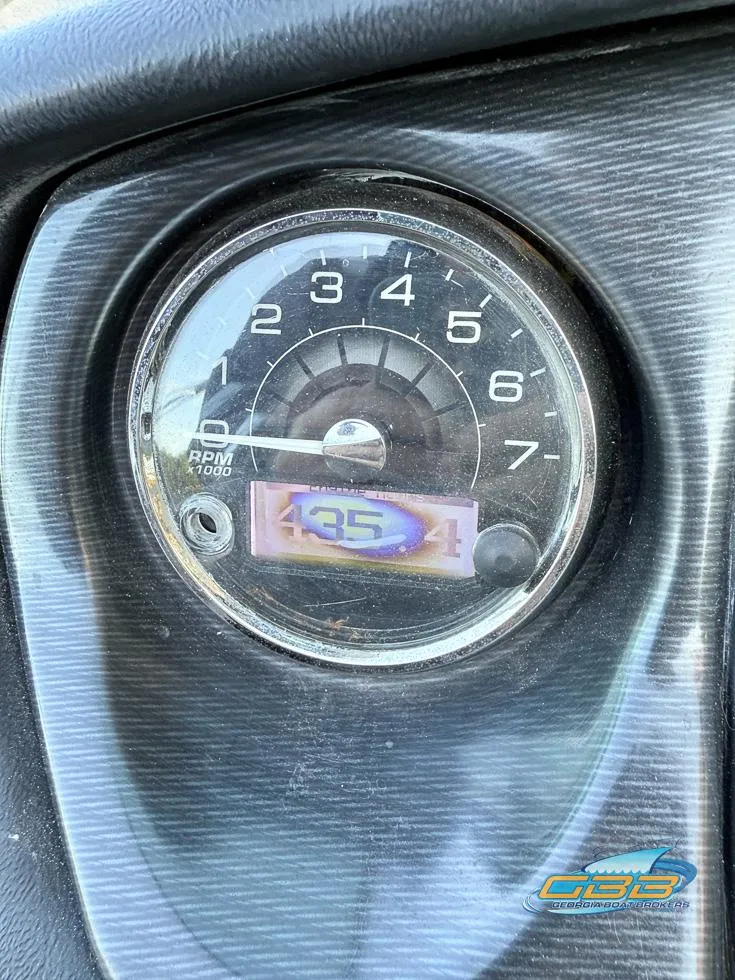 Slide: The Image of Close-up of 2013 Monterey 264FS tachometer displaying RPM. - 27