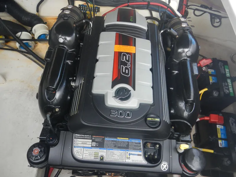 Slide: The Image of 2017 Chaparral 270 Signature engine compartment with MerCruiser 6.2L 300 HP engine. - 12