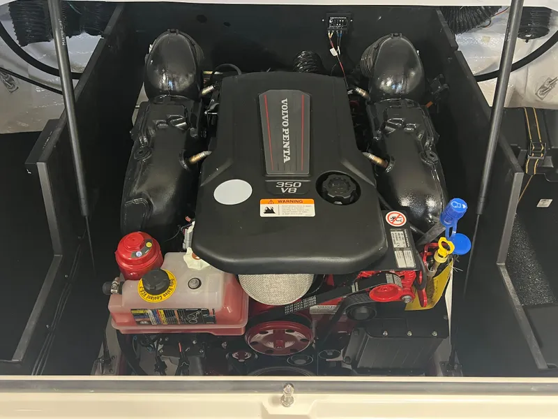 Slide: The Image of 2025 Regal LS4 engine compartment featuring a Volvo Penta 350 V6 engine. - 15