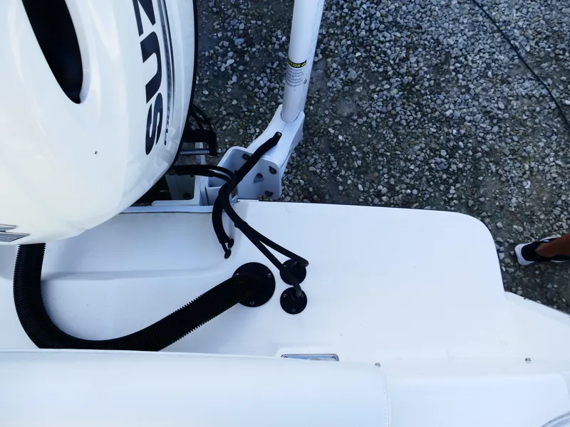 Slide: The Image of 2019 Sea Born LX22 Center Console with Suzuki outboard motor, viewed from above. - 34
