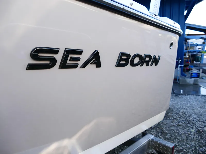 Slide: The Image of 2019 Sea Born LX22 Center Console boat side view with logo. - 6