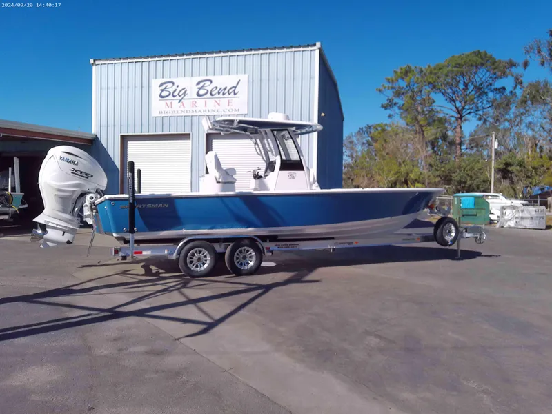 The Image of 2025 Sportsman Masters 267OE Bay Boat on trailer at Big Bend Marine. - 1