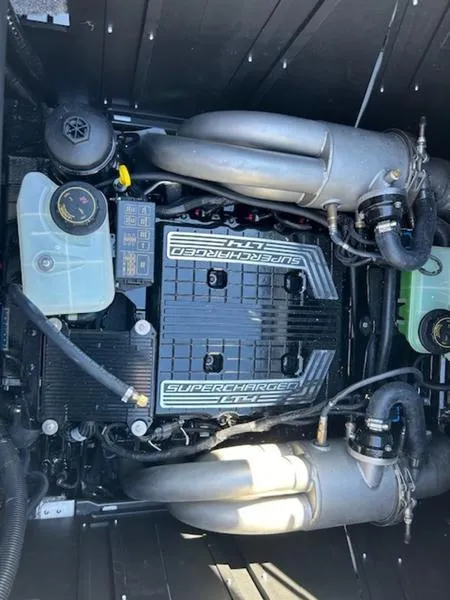 Slide: The Image of 2025 Malibu 26 LSV engine with supercharger, detailed view. - 3