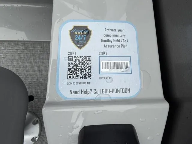 Slide: The Image of QR code for activating Bentley Gold 24/7 Assurance Plan on 2025 Bentley Pontoons Legacy 243 Navigator. - 15