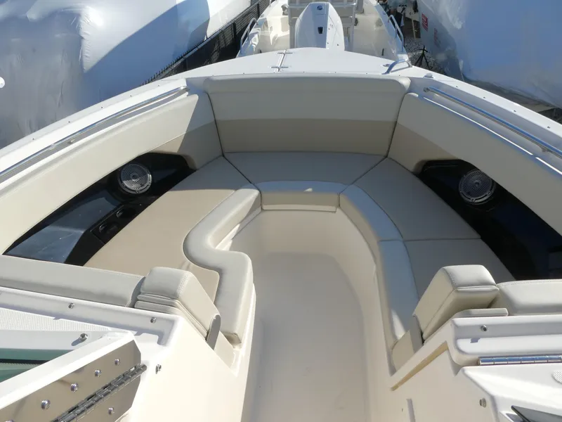 Slide: The Image of 2025 Boston Whaler 280 Vantage boat interior with spacious seating and modern design. - 9