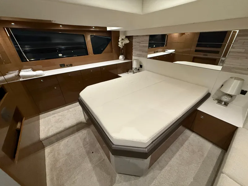 Slide: The Image of Luxurious bedroom interior of 2018 Cruisers Yachts 50 Cantius with modern design and elegant finishes. - 16