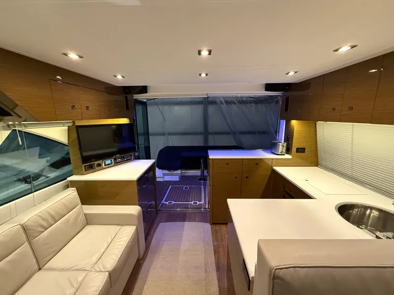 Slide: The Image of Luxurious interior of 2018 Cruisers Yachts 50 Cantius with modern amenities and elegant design. - 9