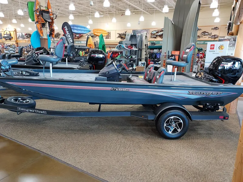 The Image of 2025 Ranger RT188C fishing boat displayed in a showroom. - 0