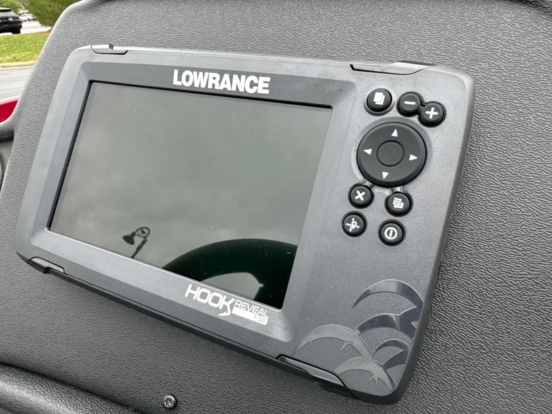 Slide: The Image of Lowrance Hook Reveal fish finder on 2025 Ranger RT178C boat dashboard. - 10