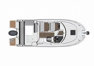 Slide: The Image of Top view layout of 2023 Jeanneau NC795 boat, showcasing interior and deck design. - 15