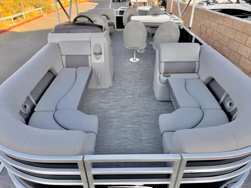 Slide: The Image of 2021 Bennington 23 LPD pontoon boat with spacious seating and modern design. - 10