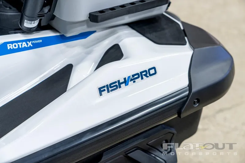 Slide: The Image of 2024 Sea-Doo Fish Pro 130 Scout, close-up of branding and design details. - 6