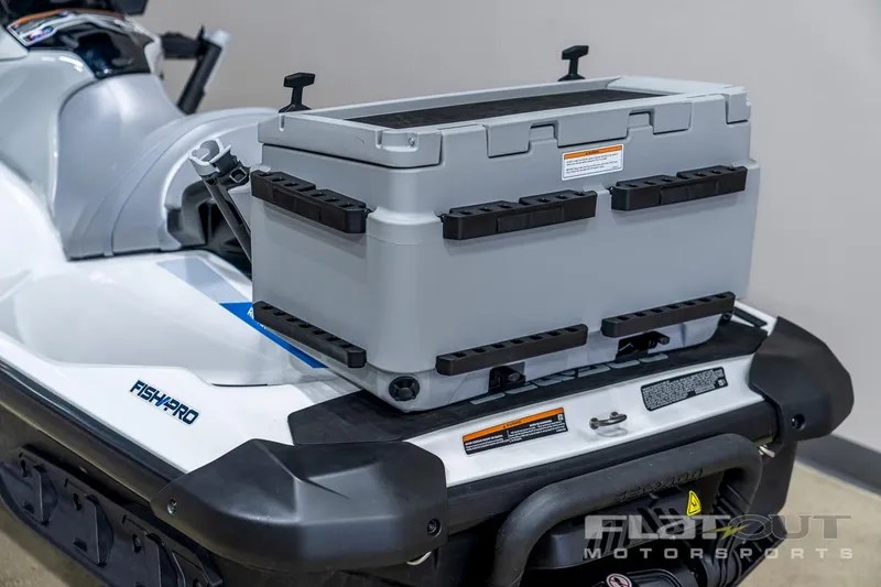 Slide: The Image of 2024 Sea-Doo Fish Pro 130 Scout with storage box, rear view. - 7